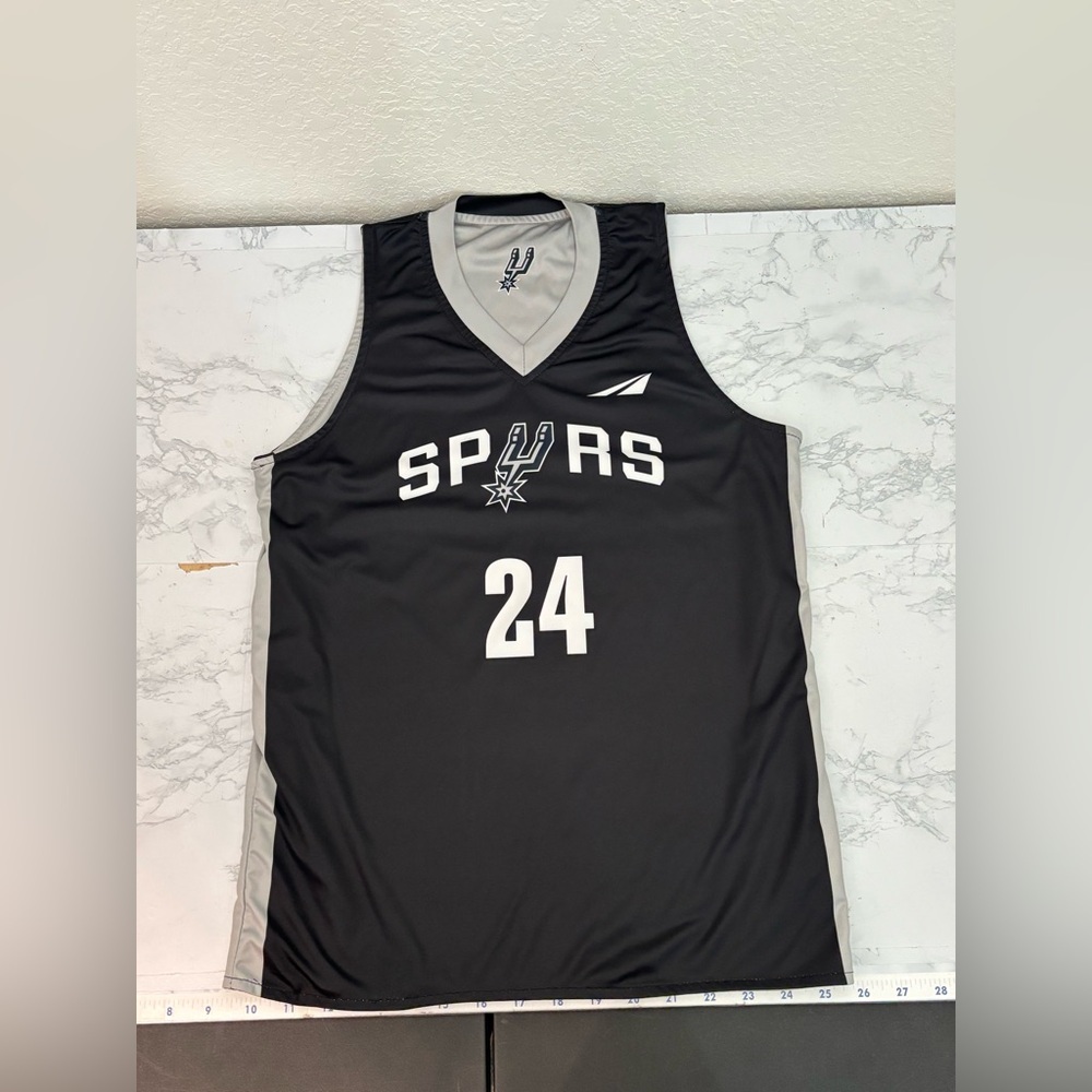 Spurs Give Pizza Hut Youth Basketball Jersey YM Reversible Black Silver 24​